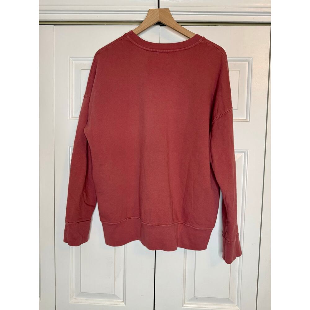 SUNDRY Women's 3 L Grateful Varsity Crewneck Popover Graphic Sweater Mauve Pink - Picture 3 of 12